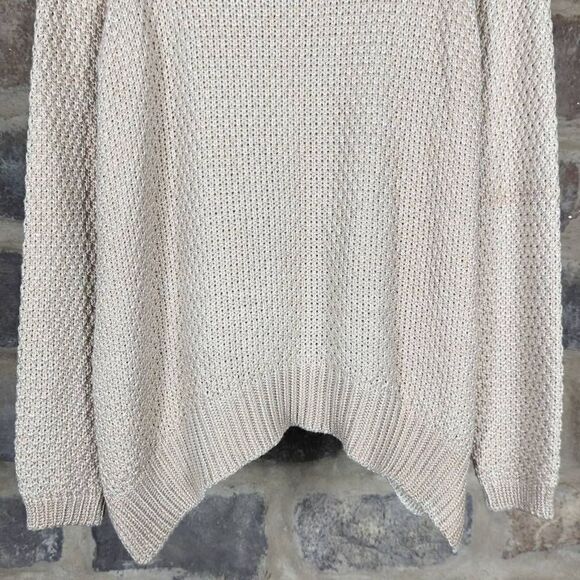 ANTHROPOLOGIE Moth Sweater Woman's Size Large Tan Shark Bite Hem Long Sleeve - Picture 8 of 12